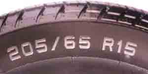 The numbering on a car tyre wall